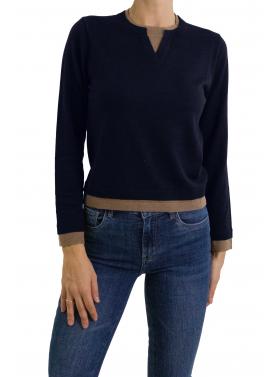 Maglione girocollo bicolore 